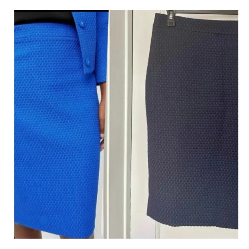 NWT Size 12 J.Crew Lined No. 2 Pencil Skirt in Navy with Basketweave Texture - Picture 1 of 7